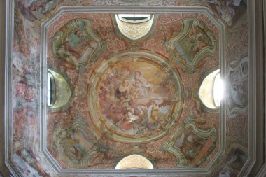 Fresco on the ceiling of the parish church of Our Lady of Sorrows in Krizevci, Croatia