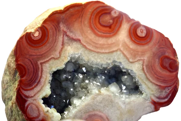 Geode of agate with quartz crystals — Stock Photo, Image