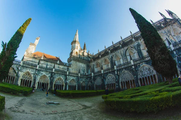 Vue Sur Une Cour Ancien Monastère Portugais Avec Façade Pleine — Photo
