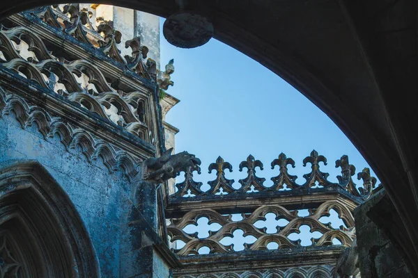 Detail Der Außenfassade Eines Alten Portugiesischen Klosters Mit Dekoration Aus — Stockfoto