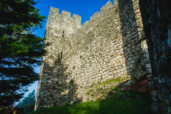 Foggy Morning Old Medieval Portuguese Castle — Stock Photo, Image