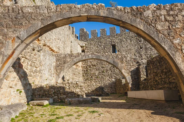 Stone Arcs Old Medieval Portuguese Castle — Stock Photo, Image