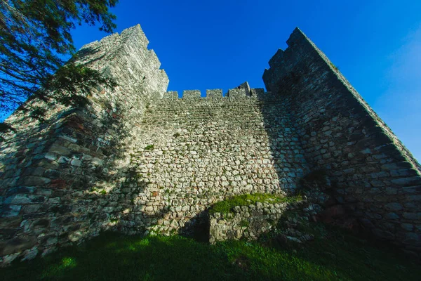 Stone Tower Wall Old Medieval Portuguese Castle — Stock Photo, Image