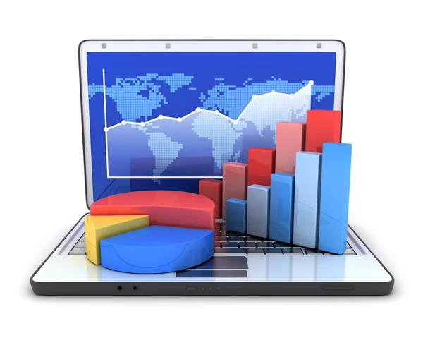 Ordenador portátil y diagrama —  Fotos de Stock