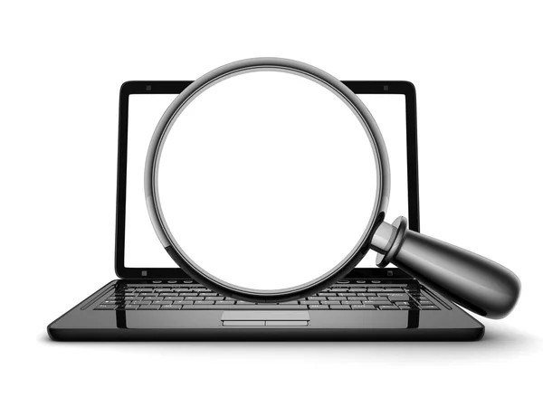 Laptop en lens (leeg) — Stockfoto