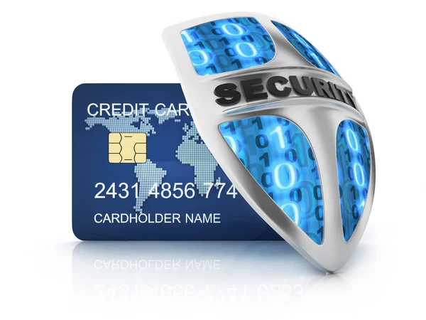 Kreditkarte und Sicherheitsschild — Stockfoto