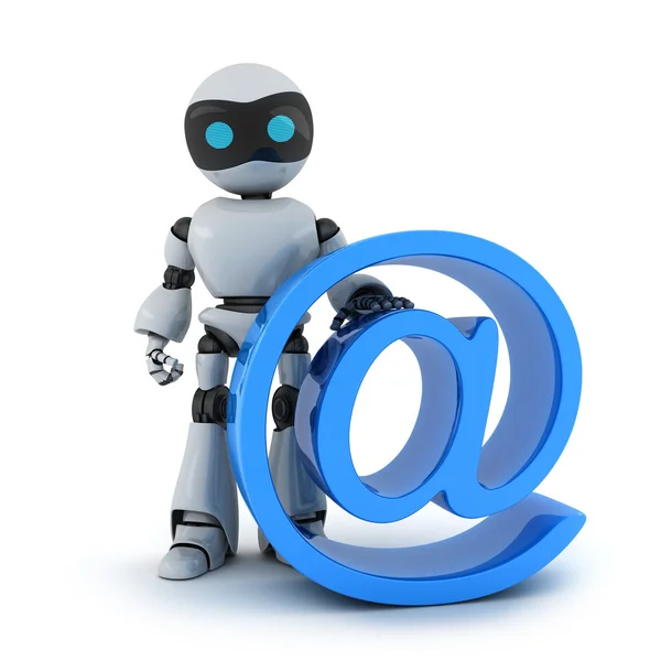 Robot i znak e-mail — Zdjęcie stockowe