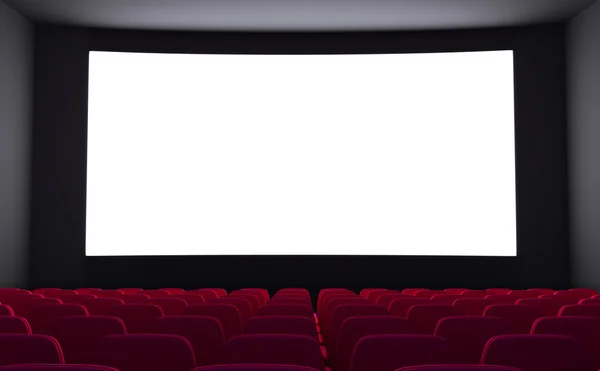 Leeres Kino und weiße Leinwand — Stockfoto