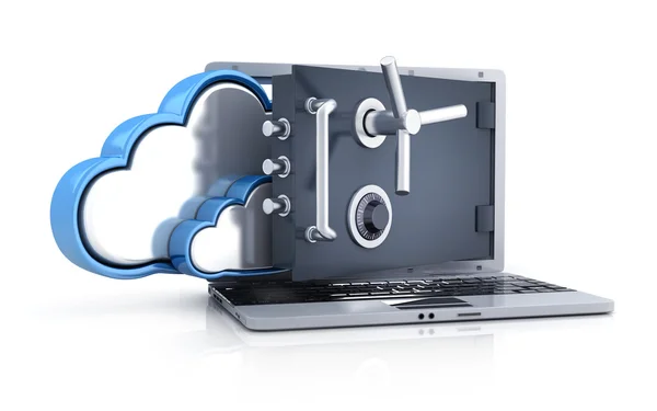 Laptop safe and cloud storage — Stock Photo, Image