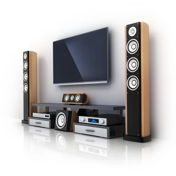 Moderna TV e impianto audio — Foto Stock