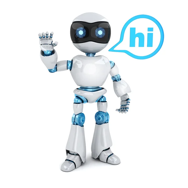 Moderna robot och logga Hej — Stockfoto