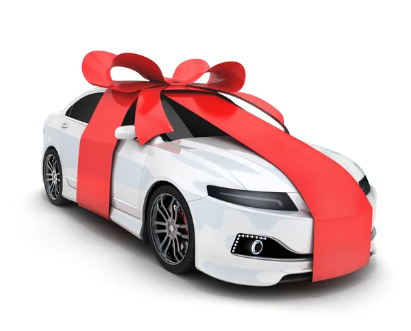 Car and ribbon gift — Stock Photo, Image