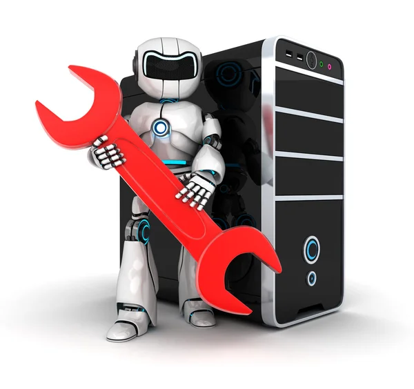 Robot and red key — Stock Photo, Image