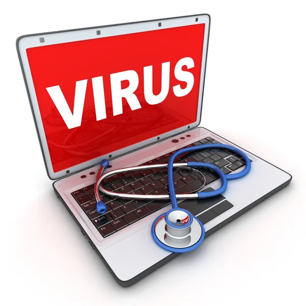 Laptop and virus — Stock Photo, Image