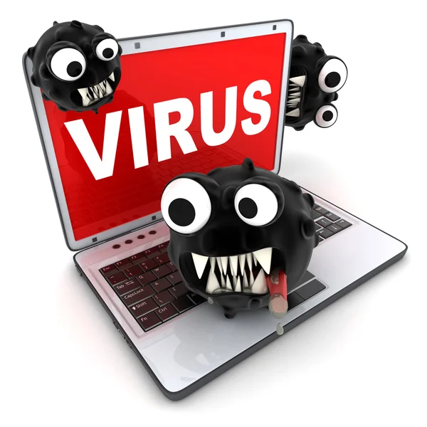 Laptop och virus — Stockfoto
