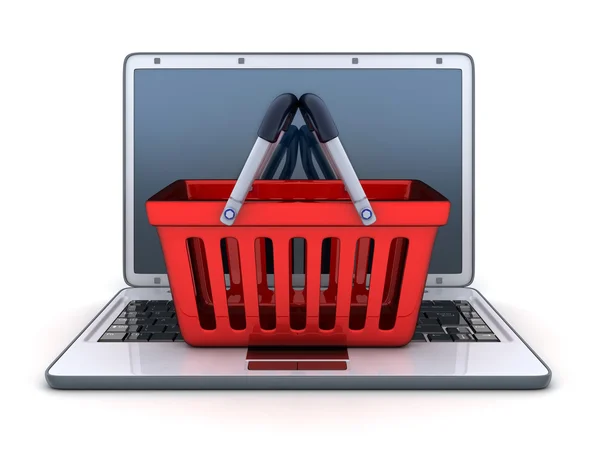 Computer portatile e e-shop astratto — Foto Stock