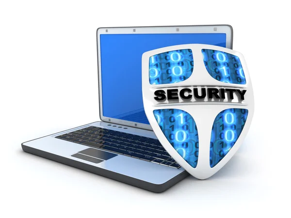 Laptop and shield antivirus — Stock Photo, Image