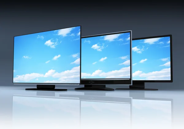 Drie moderne tv — Stockfoto