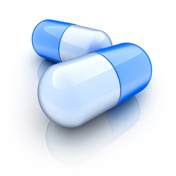 Dwie tabletki niebieski — Zdjęcie stockowe