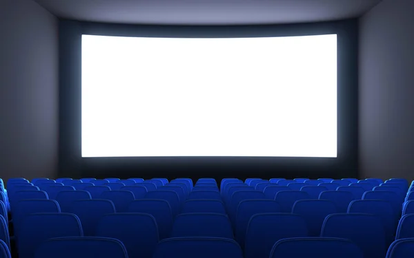 Cinema vuoto e schermo bianco — Foto Stock