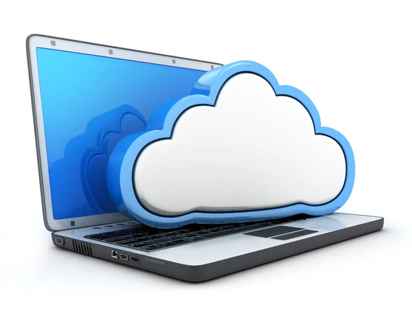 Laptop and storage cloud — Stock Photo, Image