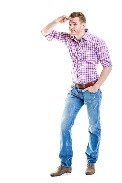 Job Search - Full body shot of young man looking for jobs isolat — Stock Photo, Image