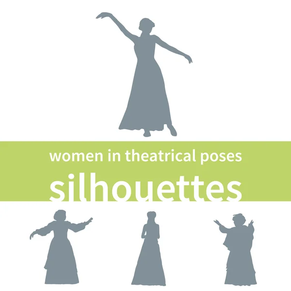 Mulheres em poses teatrais — Vetor de Stock