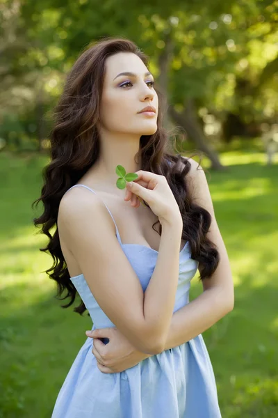 Beautiful woman with long hair, beauty, hair and eco cosmetology. — Stock Photo, Image