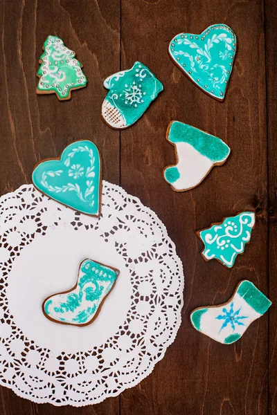 Christmas cookies on  wooden background — Stock Photo, Image
