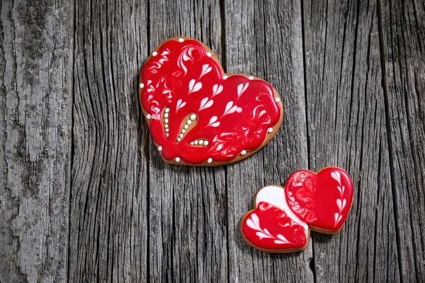 Heart cookies on wood background — Stock Photo, Image