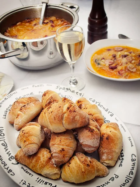 Rouleaux Salés Une Casserole Nourriture Maison — Photo