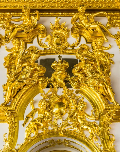 stock image Closeup view on gold interior details in Catharine Palace