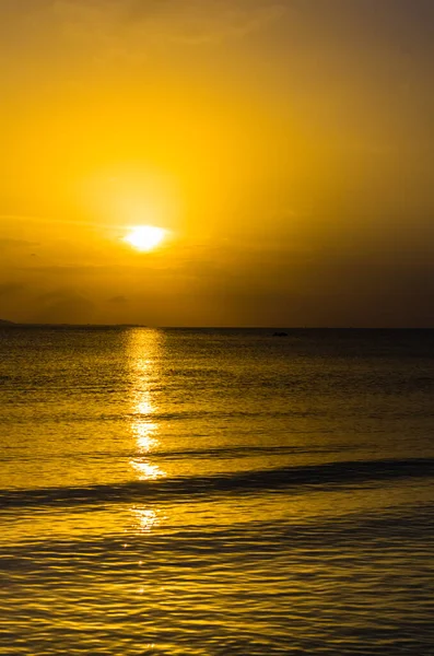 Vista Incrível Pôr Sol Mar Sul China Partir Baía Sanya — Fotografia de Stock