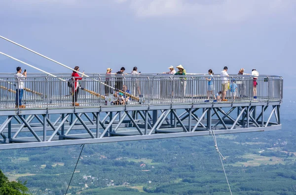 Sanya Hainan China October Tourists Take Photo Glass Bridge Yanoda Stock Photo