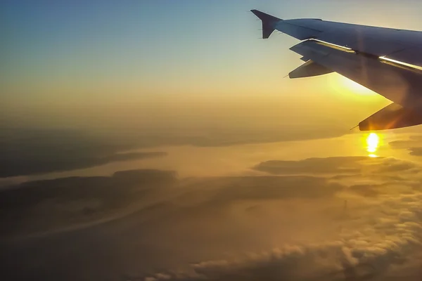 飛行機からの夕景 — ストック写真