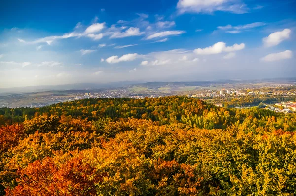 Widok z góry na las i Carlovy waha się jesienią — Zdjęcie stockowe
