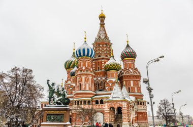 Moskova, Rusya'nın kışın St. Basil Katedrali