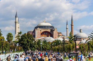 Aya Sofya tapınakta Istanbul görünümü