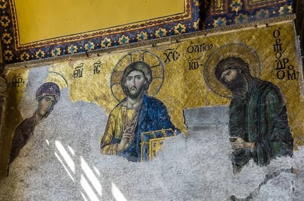 Bekijken op muurschildering in Aya Sofia tempel in Istanbul — Stockfoto