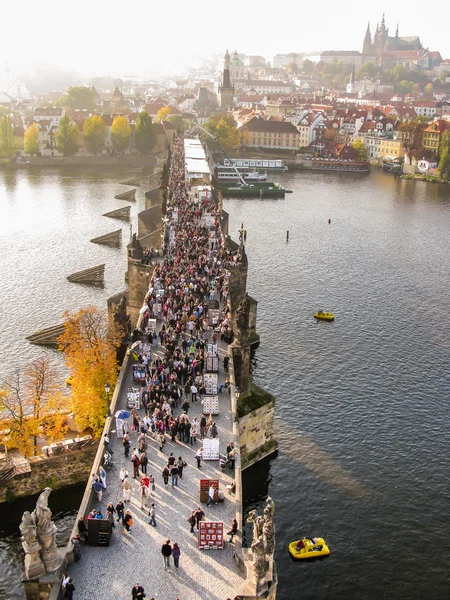 Charles Köprüsü'nde Prag'da Üstten Görünüm — Stok fotoğraf