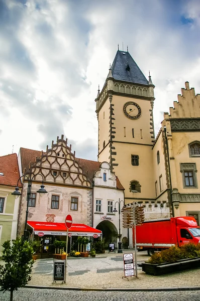 Panorama de la plaza central del casco antiguo en Tabor, República Checa — Foto de Stock