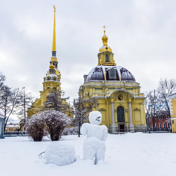 Vista sobre boneco de neve em Peter e Paul Fortress em Saint-Petersburg — Fotografia de Stock