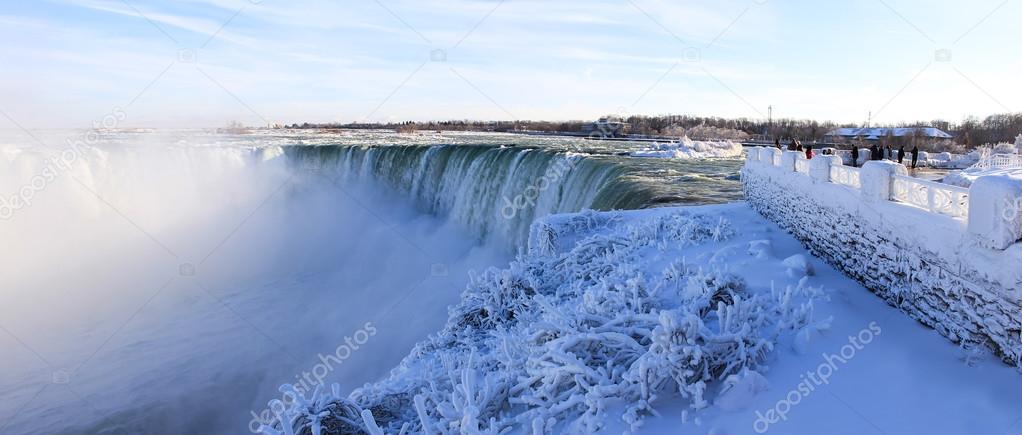 Niagara Falls on the border Ontario river between the USA and Canada Ontario in winter time