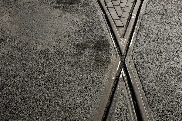 抽象的视图 ︰ X 形状街铁路点 — 图库照片