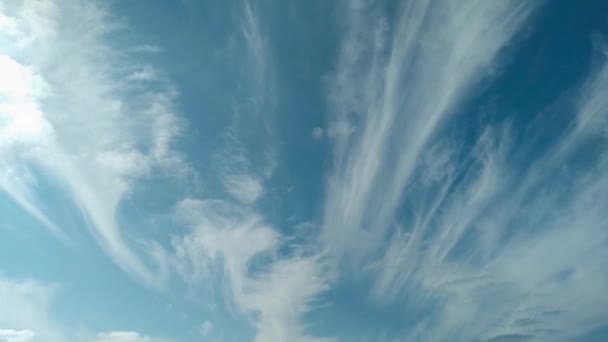 White Cirrus Layered Clouds Blue Sky Can Used Background Time — ストック動画