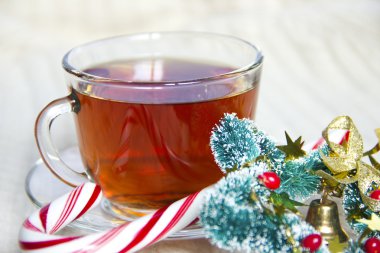 Yün doku Noel dekorasyonu ile örme, şeker kamışı veya çay