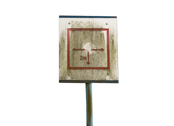 Rusty stained metal sign board with arrows  isolated on white — Stock Photo, Image
