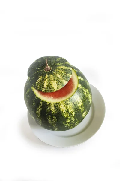 Friss zöld görögdinnye elszigetelt fehér háttér — Stock Fotó