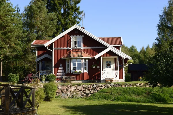 Swedish red little cottage — Stock Photo, Image