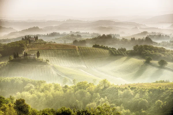 Toskánskými kopci v okolí San Gimignano — Stock fotografie